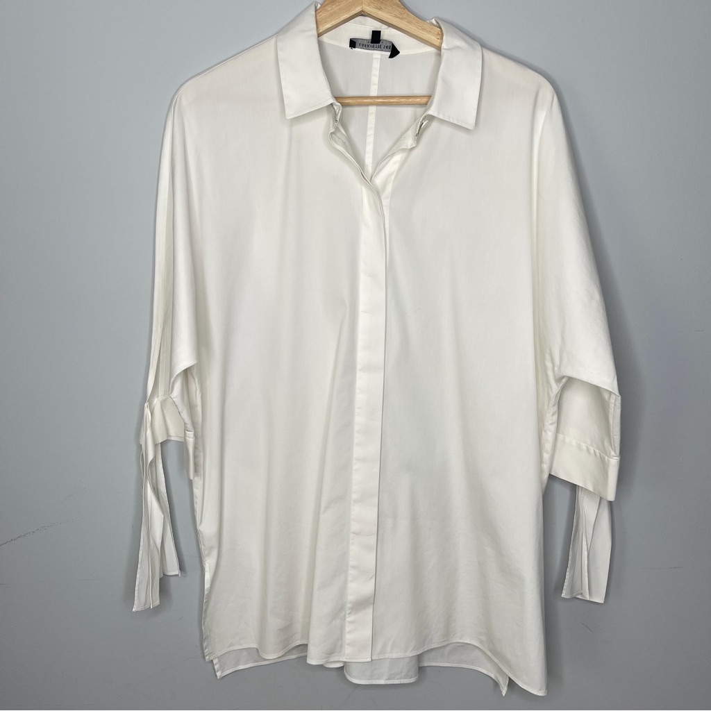 Womenâs Lafayette 148 New York Button-Up Shirt White Size Large Lg